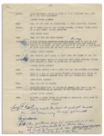 Moe Howard 2pp. Script of a Stooges Comedy Sketch Featuring Shemp, Circa 1953 -- With Annotations by Moe -- Script is Stapled With Page #2 on Top, But Likely in Reverse Order & Complete